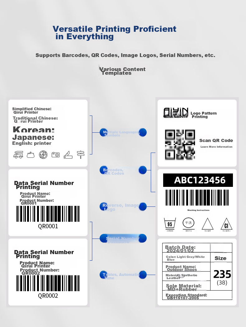 QIRUI QR-586B Express Delivery Printer Electronic Labeling Machine, 108mm Self-Adhesive Cross-Border Barcode Thermal Label Printer for Commercial Use 6