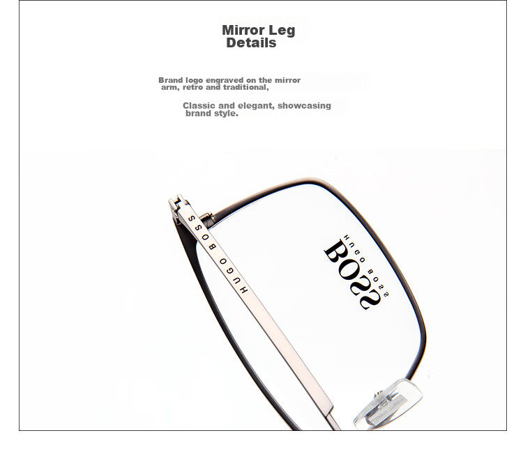 BOSS Celebrity Style, Prescription Eyeglass Frames for Men And Women, Optical Business Frames, Lightweight Titanium Frame 0976 003 57MM 8
