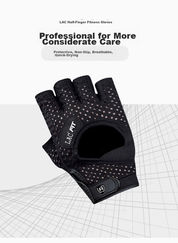 LAC Fitness Gloves for Women, Non-Slip Half-Finger Sports Gloves for Men, Durable Half-Finger Wrist Guards for Gym Equipment Training, Black Breathable Size S 1