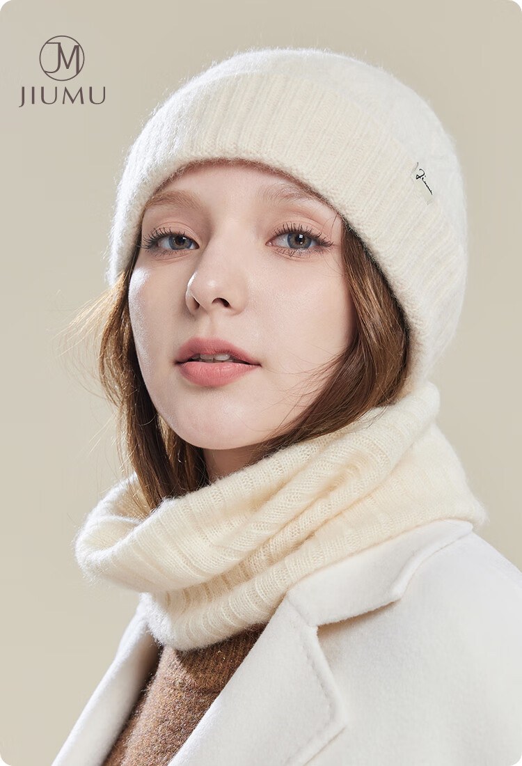 JIUMU Cashmere Warm Knit Hat, Autumn And Winter Woolen Cap, Cold Hat, Winter Hat, Outdoor Ear Protection Cold Cap for Women in Winter 1