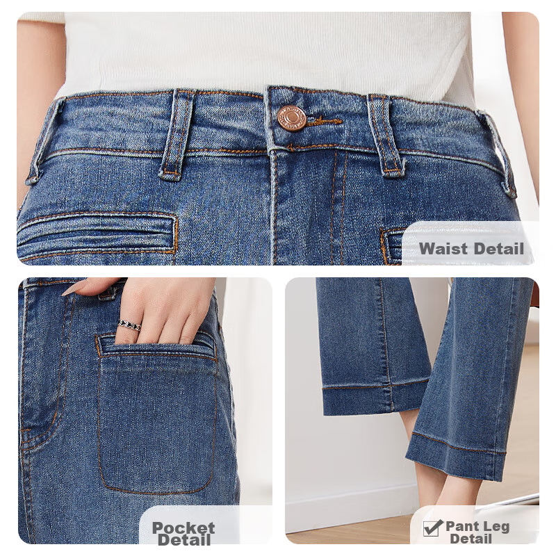 Taxiang Women's High-Waisted Jeans, Slimming Straight-Leg Pants with Wide-Leg Design, Versatile Cropped Trousers for Women T141N1107
