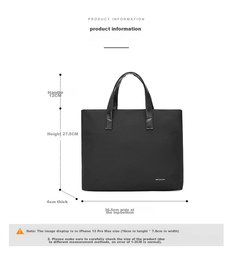MEXICAN Men's Briefcase, Business Handbag, Office Travel Lawyer Bag, Large Capacity Casual Laptop Bag, 14 Inches 6