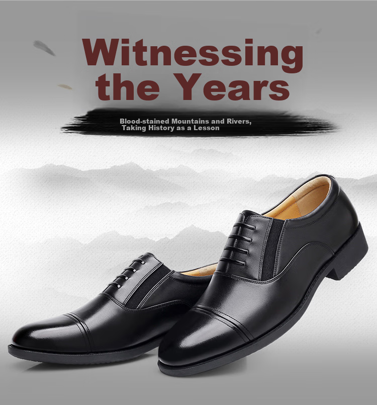 Qiangren Formal Shoes for Men, Jihua 3515 Three-Joint Business Leather Shoes, Professional Commute Leather Shoes, Slip-On Commemorative Edition, Black, Size 42 2
