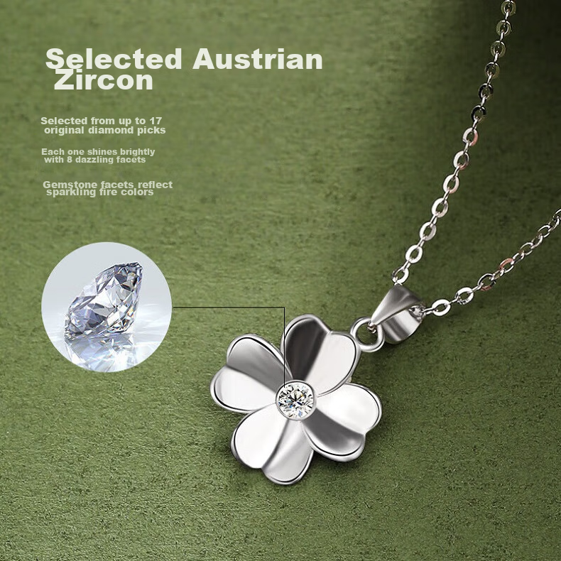 MANHE S999 Sterling Silver Four-Leaf Clover Necklace for Women, 2026 New Light Luxury High-End Birthday Gift for Girlfriend 10