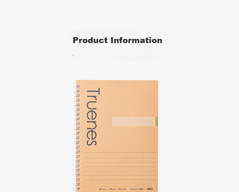 Deli Notebook, Comfortable to Hold, Spiral-Bound B5/60 Sheets, Soft Spiral Paper, Kraft Paper, Spiral Notebook for Students' Homework And Research, Single Book Pack, Luanwen Paper, LB560-T 17