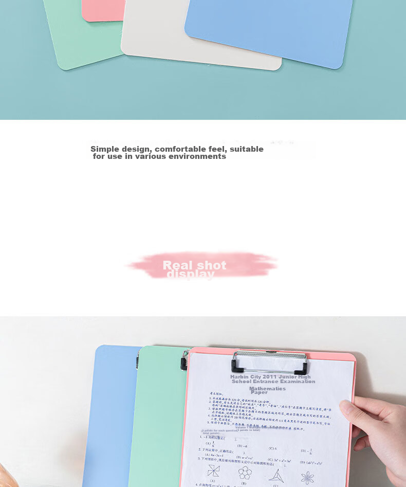 Elifo A4 Pink Writing Clipboard, Morandi Color Vertical Version, Waterproof Office Study Notebook, 1 Pack Student Stationery 7