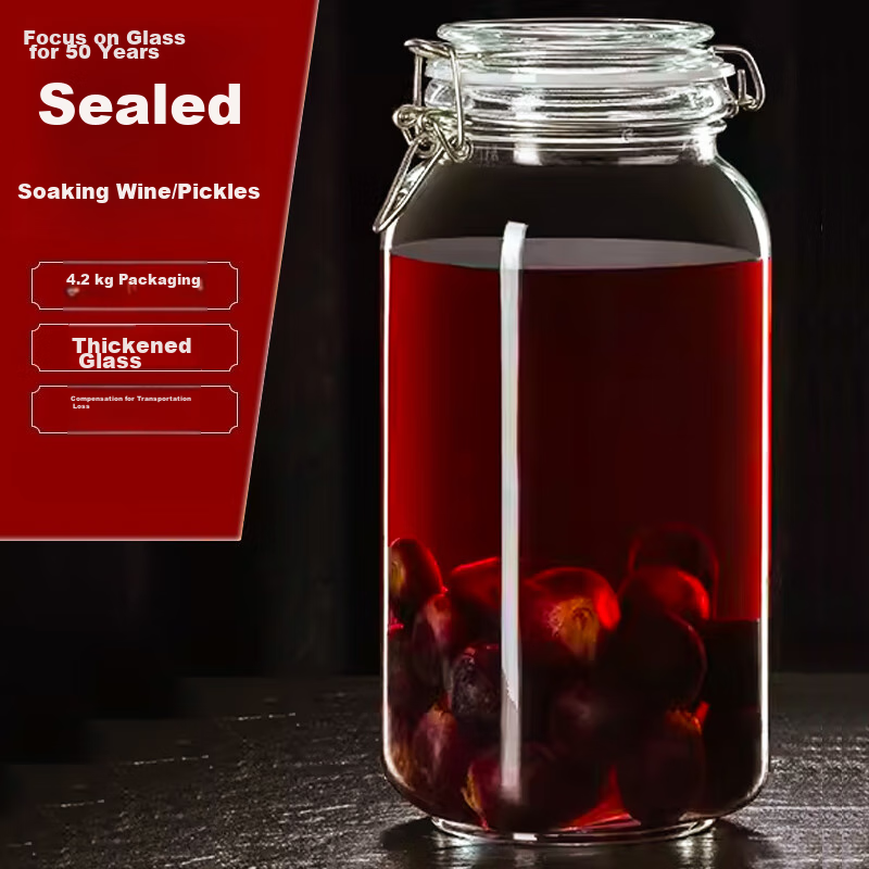 Scybe Glass Sealed Jar, Liquor Infusion Container, Specialized Bottle for Infusing Liquor, Glass Sealed Jar, Pickle Jar, Glass Bottle for Infusing Liquor, Sige 2100ml