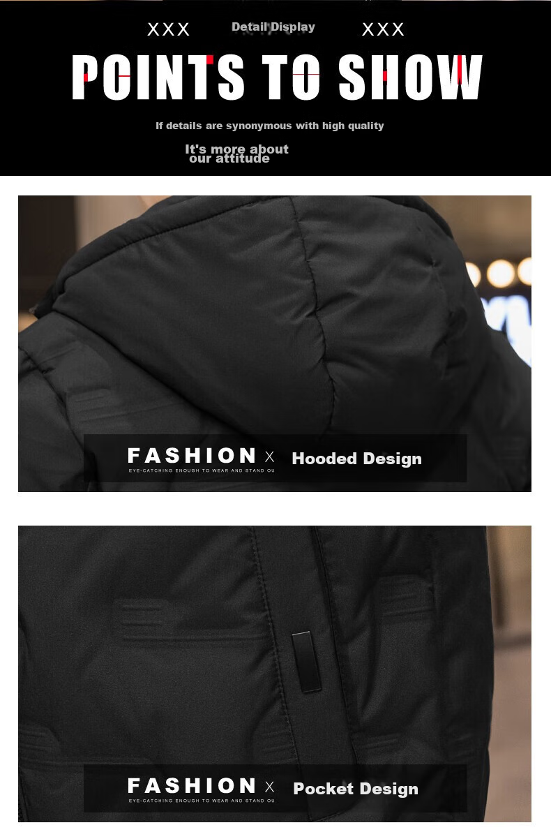 JEEP SPIRIT Men's Cotton Jacket, Autumn And Winter Thickened Padded Coat, Hooded Windproof Warm Casual Versatile Outerwear 20
