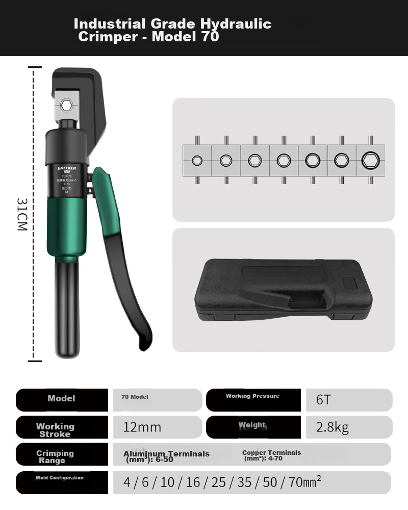 GREENER Household Hydraulic Crimping Pliers, Terminal Crimper, 10-120 Square Manual Crimping Cable Copper Pressure Pliers, Electrician's Special Wire Crimping Pliers 12