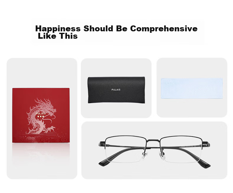 Pulais Reading Glasses for Men, High-End Business Semi-Rimless Imported HD Anti-Blue Light Reading Glasses, Father's Day Gift Box, 100 Degrees 33