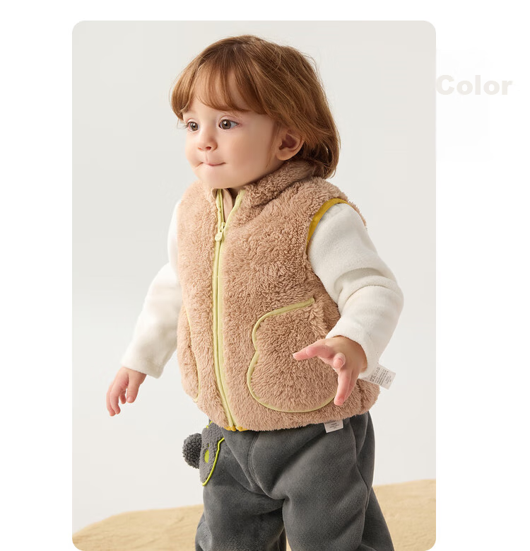 BALABALA Children's Vest, Girls And Boys Outerwear, Kids' Clothing, New Autumn And Winter Wear, Warm And Thick Coral Fleece, 209425101204 17
