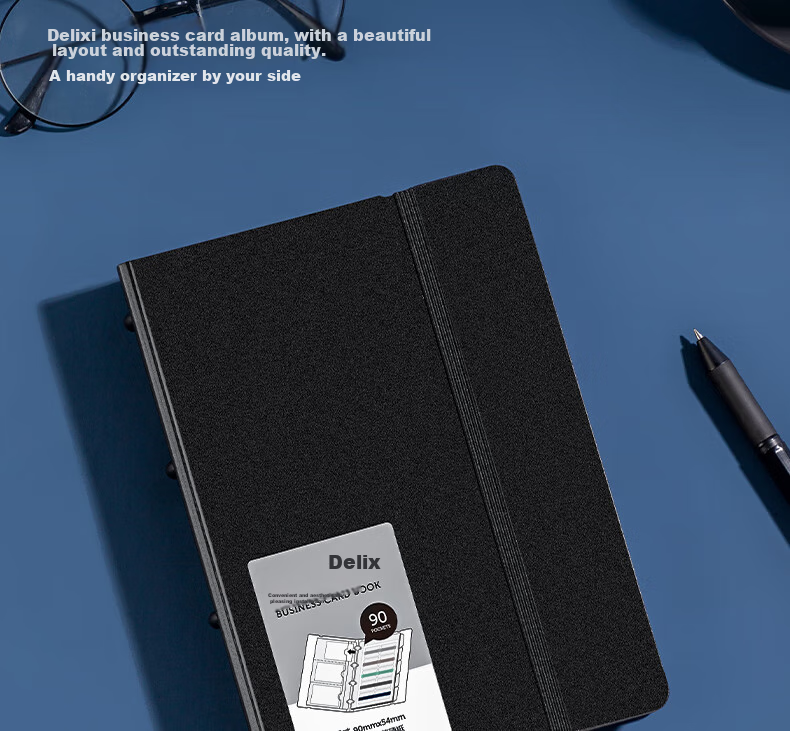 Deli 90 Pockets (180 Cards) Loose-Leaf Binder with Strap Business Card Holder for Men And Women, Model 5778 Black 4