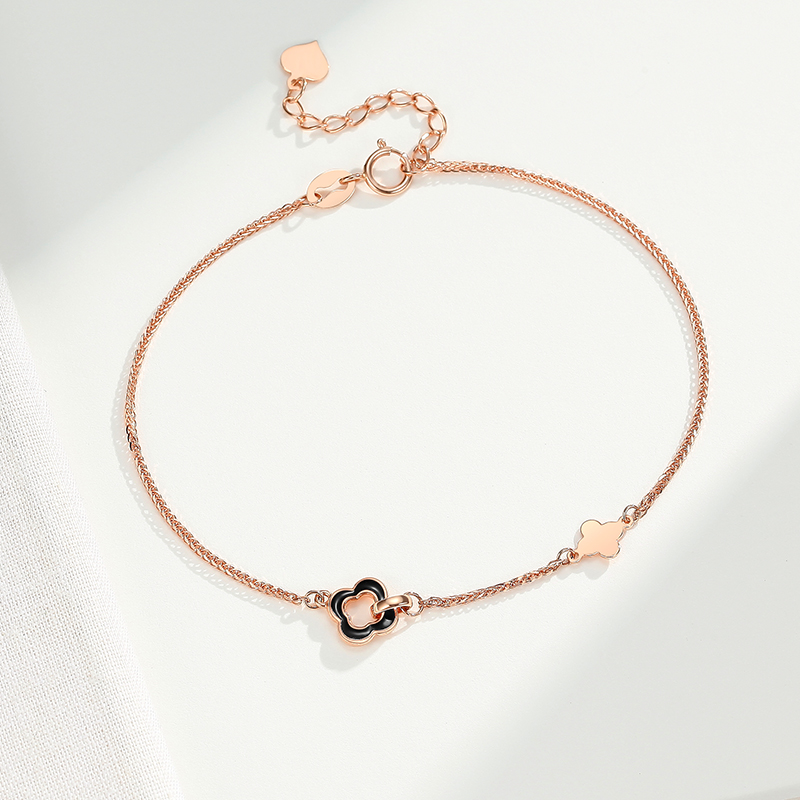 潮宏基圣诞节礼物 chj jewellery 花边 18k金玫瑰金彩金手链女款 sck