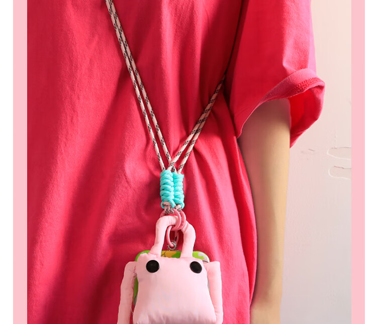 ESCASE Phone Lanyard Strap, Neck Strap, Crossbody Bag, Outdoor Detachable Shoulder Strap, Hiking, Fluffy Cartoon Style Pendant, Anti-Loss, Cute Robot Design, Exquisite White MPS-P15Pro 2