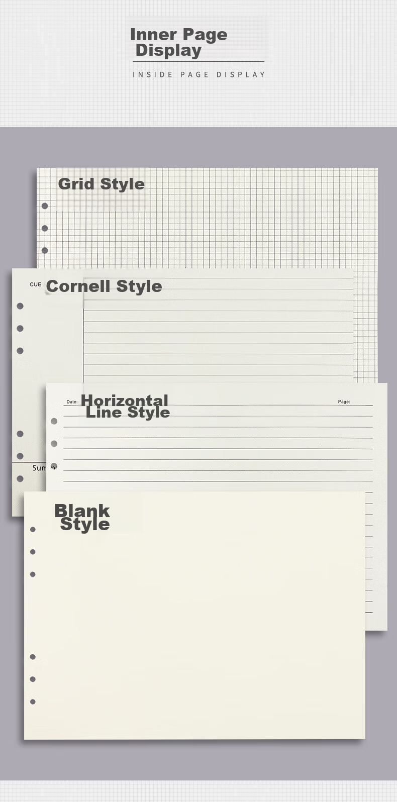 Faramon Loose-Leaf Notebook Set of 2 A4 Large Notebooks Thick Horizontal Detachable Mind Map Simple Spiral Notebook for College Students with Grid Paper 3
