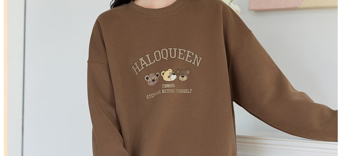 Halo Queen Women's Sweatshirt, Spring And Autumn Round Neck, Little Bear Christmas Outfit, Fashionable Loose Top Jacket H143W1002 22
