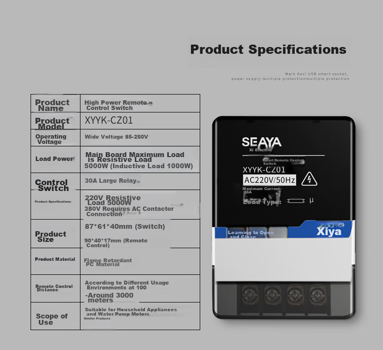 Xiya XYYKCZ01 Intelligent Wireless Remote Control Switch Water Pump Motor Submersible Pump Long-Distance Remote Controller 2