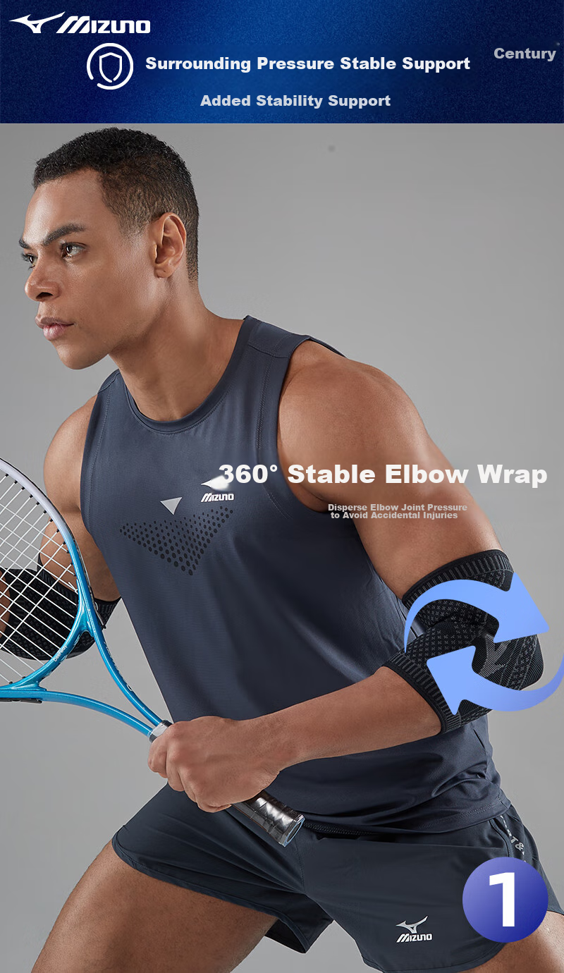 MIZUNO Elbow Guard for Men And Women, Basketball Running Warmth Arm Protection High Elasticity Fitness Protective Gear 011-00M Gray Black Single Piece 5