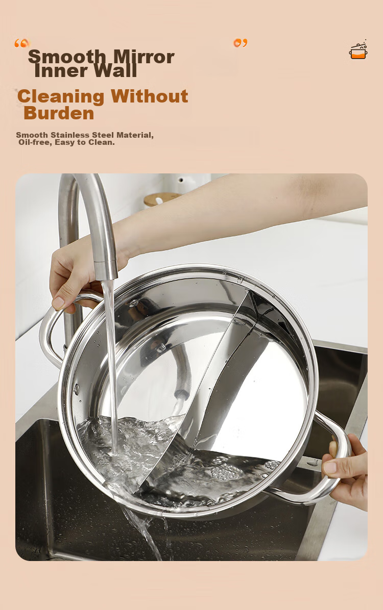 Royalstar Hot Pot, 304 Stainless Steel Soup Pot for Gas And Induction Stoves, Universal Clear Soup Basin, 30cm 17