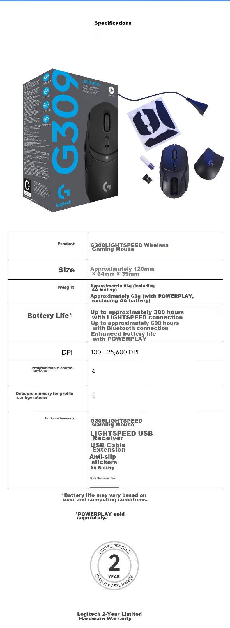 G G309 Wanderer Wireless Gaming Mouse, Esports Mouse for PUBG LOL FPS Games, Hybrid Micro-Adjustment, Dual-Mode Connection, White 9