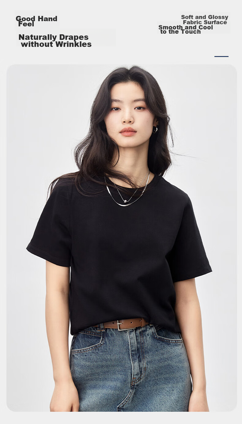 Ziyouxi 7A Grade Antibacterial Pure Cotton Heavyweight T-Shirt, 2026 New Style, Black Trendy Loose Casual White Short-Sleeve Women's Summer T-Shirt 9