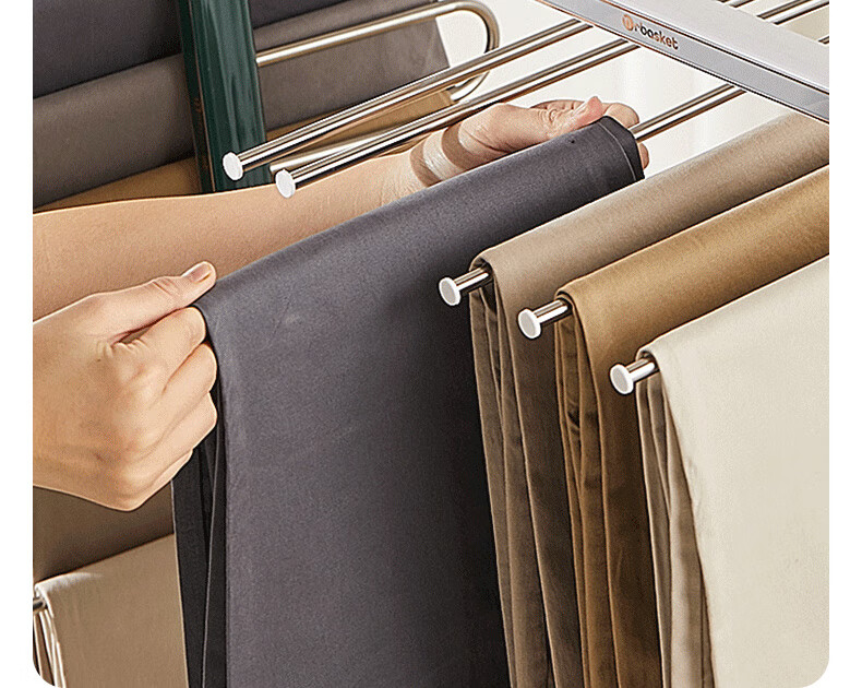 40,000km Folding Pants Hanger Multi-Layer Multifunctional Non-Slip Trouser Rack Home Use Pants Clip Organizer 6