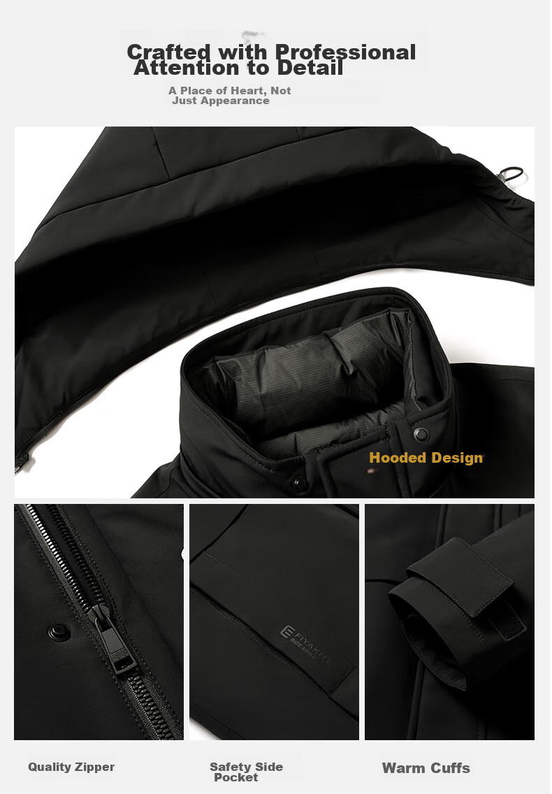 SNOWFLYING 90% Goose down Detachable Inner Liner down Jacket for Men, Autumn And Winter Season, Removable Hood, Windproof, Warm, Casual Versatile Coat, Size 170 5