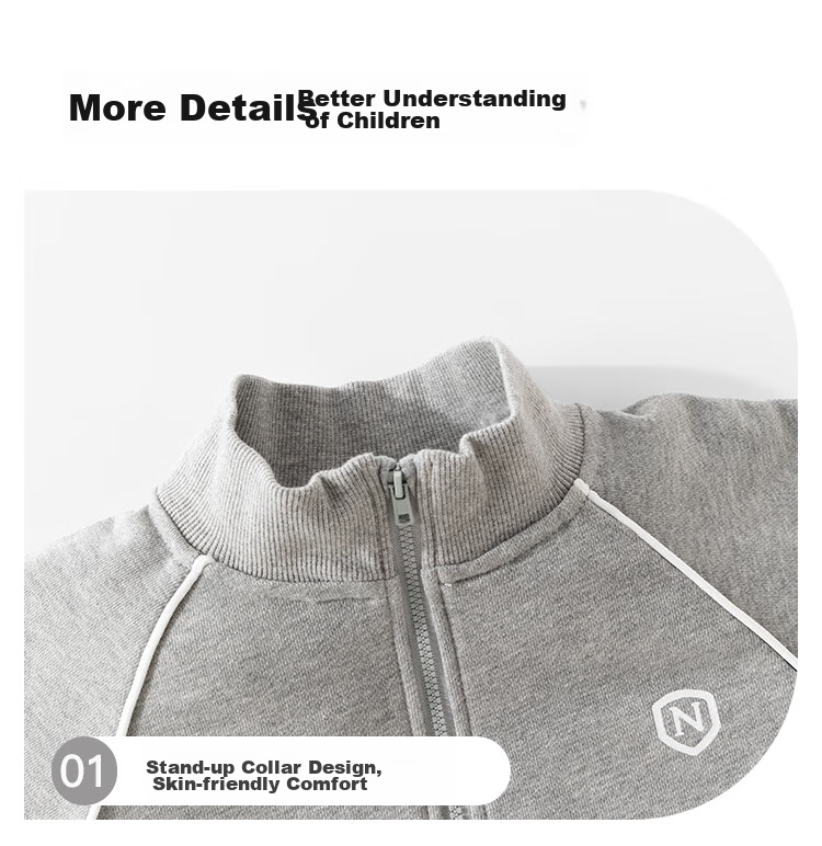 NUBIWU Children's Outfit, Boys' Spring Sports Stand-Collar Long-Sleeve Top And Pants, Preppy Style Two-Piece Set, Casual Spring Children's Clothing 9