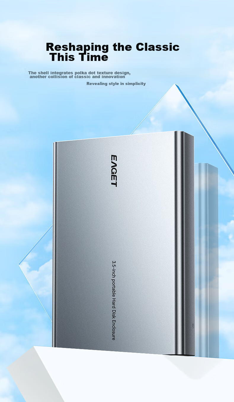 EAGET Type-C3.1 External Hard Drive Enclosure, 2.5/3.5 Inch, for Laptops And Desktops, SATA SSD/HDD Compatible, All-Aluminum Alloy, E351C 2
