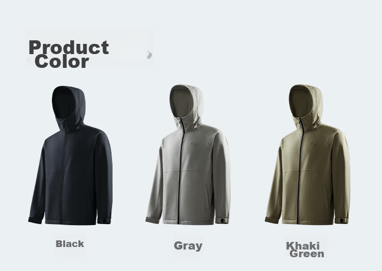 JD Original Windproof And Waterproof Soft Shell Men's Jacket, Autumn New Style Casual Sports Jacket with Fleece Lining And Hood, Black, XL 22