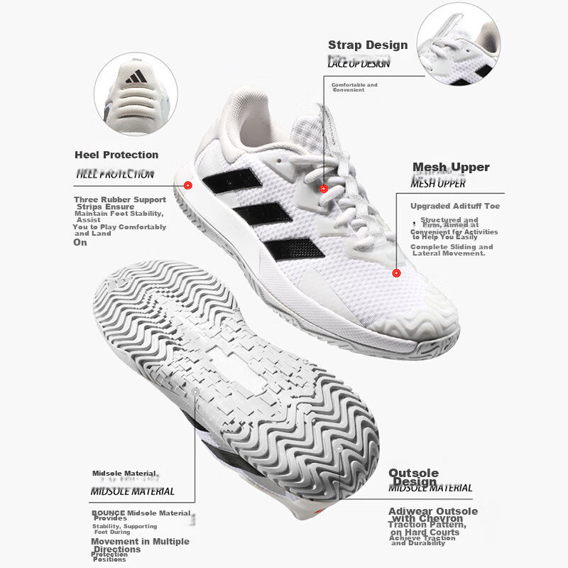 Adidas Tennis Shoes for Men, Professional Sports Shoes, Breathable And Wear-Resistant Men's Shoes, Peak Tennis Shoes ID1496, White, Size 43