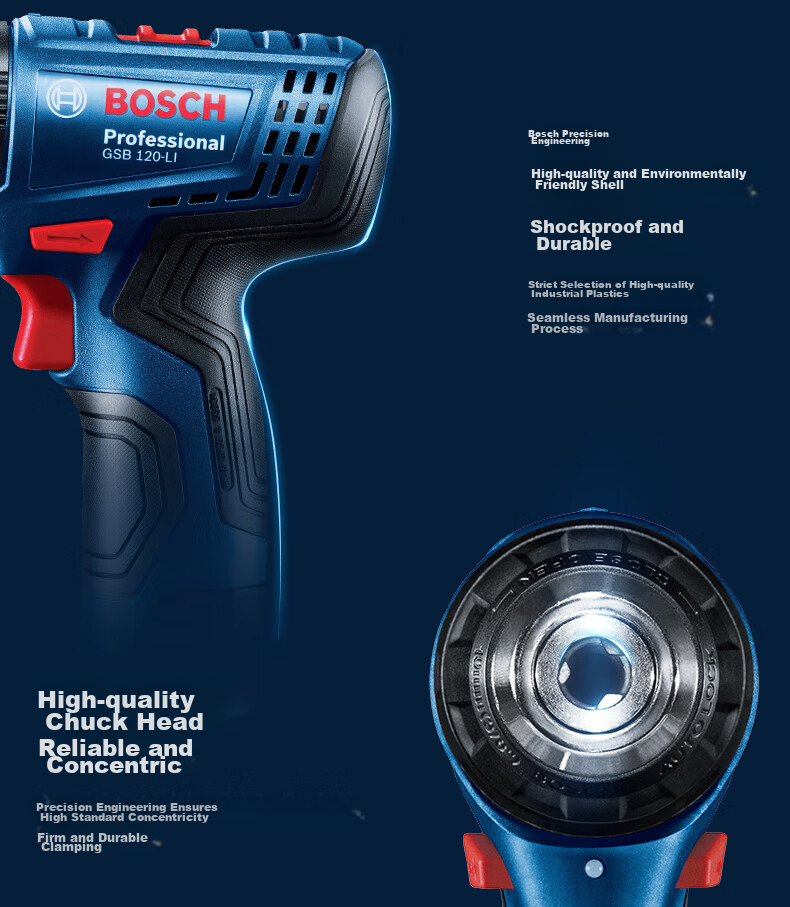 BOSCH Electric Drill, 12V Lithium Battery, Household Hand Drill, Wall Drilling, Screw Driving, GSB120 Single Battery, 84 Accessories, Manual Tools 7