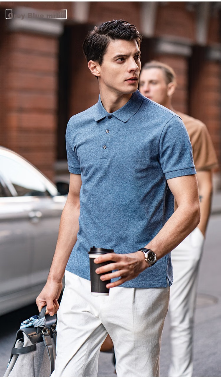 Mr.Bu T-Shirt Spring And Summer Short-Sleeve Polo Shirt, Solid Color Men's Clothing, Middle-Aged Casual Undershirt, Deep Royal Blue, L/175 16