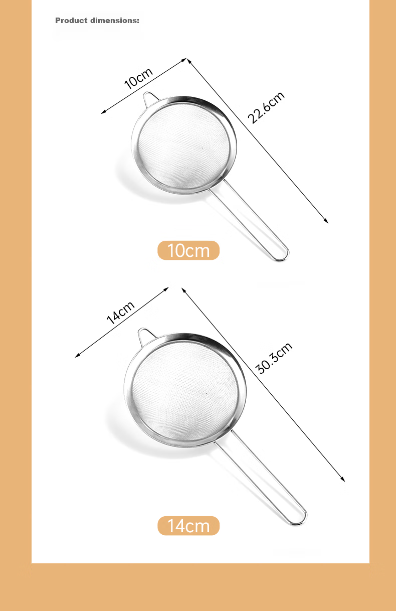 Mohuanchufang Stainless Steel Soy Milk Strainer, Fine Mesh Sieve for Chinese Herbal Medicine, Juice Froth Skimmer, Flour Sifter, Baking Tools 8