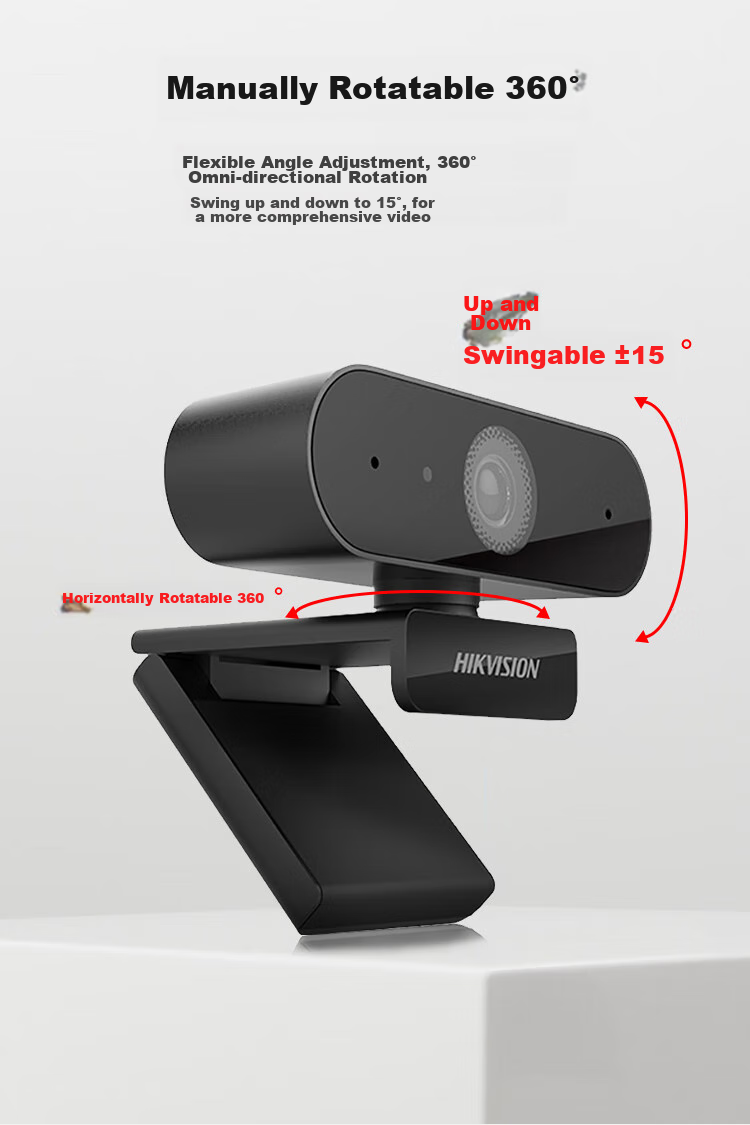 HIKVISION Computer Webcam, 1080P HD with Microphone, Wide-Angle USB, Auto Focus, External for Laptops And Desktops, Home Use, Video Conferencing, Live Streaming E12a 8