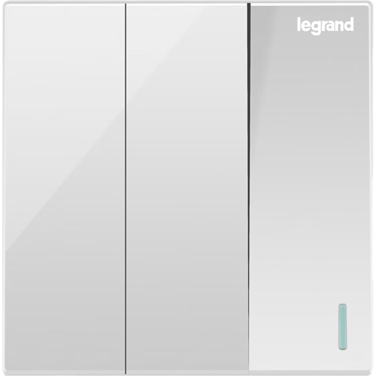 LEGRAND Switch Socket Panel, Shidian Magnolia White, 86-Type Concealed Switch Panel, Three-Gang Double-Control Switch