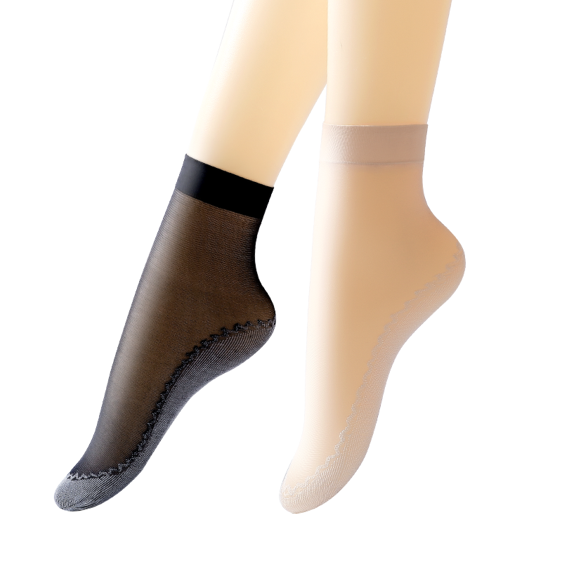 LangSha Silk Stockings, Short 6 Pairs, Spring And Summer Thin Style, Women's Socks, Flesh Color, Mid-Calf, Reinforced Sole, Non-Slip Short Socks, One Size Fits All, 6 Pairs Per Pack