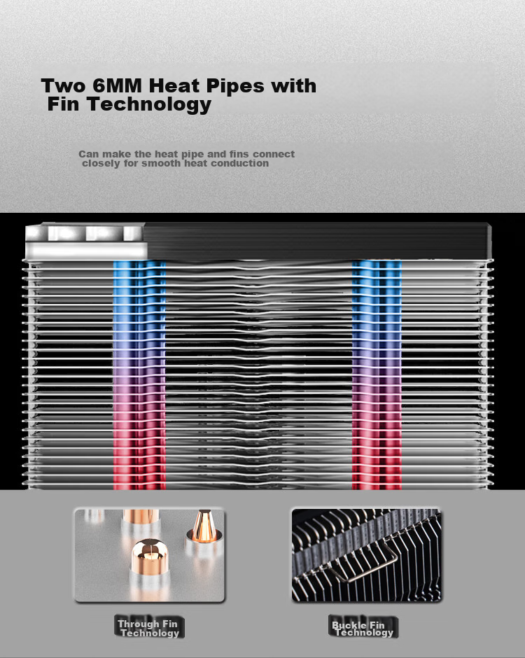 JONSBO CR-1200E Tower CPU Cooler (RGB Lighting Effects, 2 Heat Pipes, 9cm Fan, Multi-Platform Support, Thermal Paste Included) 7