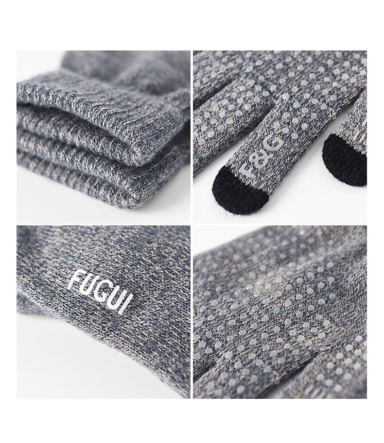 GRGN Men's Gloves, Winter Warm Fleece-Lined Thick Outdoor Cycling Driving Knitted Gloves, Non-Slip Cold-Resistant Men's Gloves 10