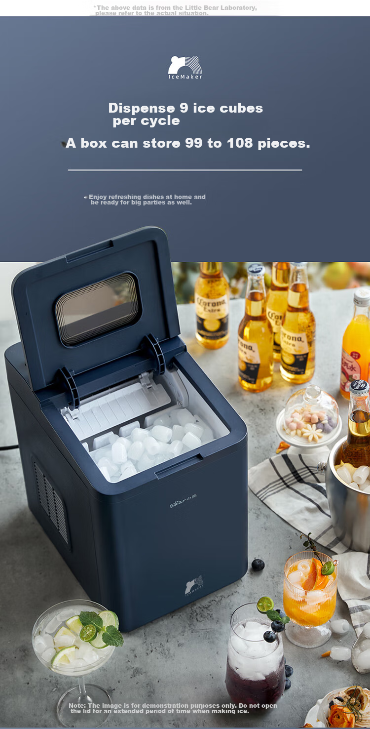 Bear Ice Maker, Home Mini Portable Ice Machine, Fully Automatic Cleaning All-In Ice Cube Maker, Office Dorm Chewing Ice Small Electronic Pop-Up Ice ZBJ-C01C5 9