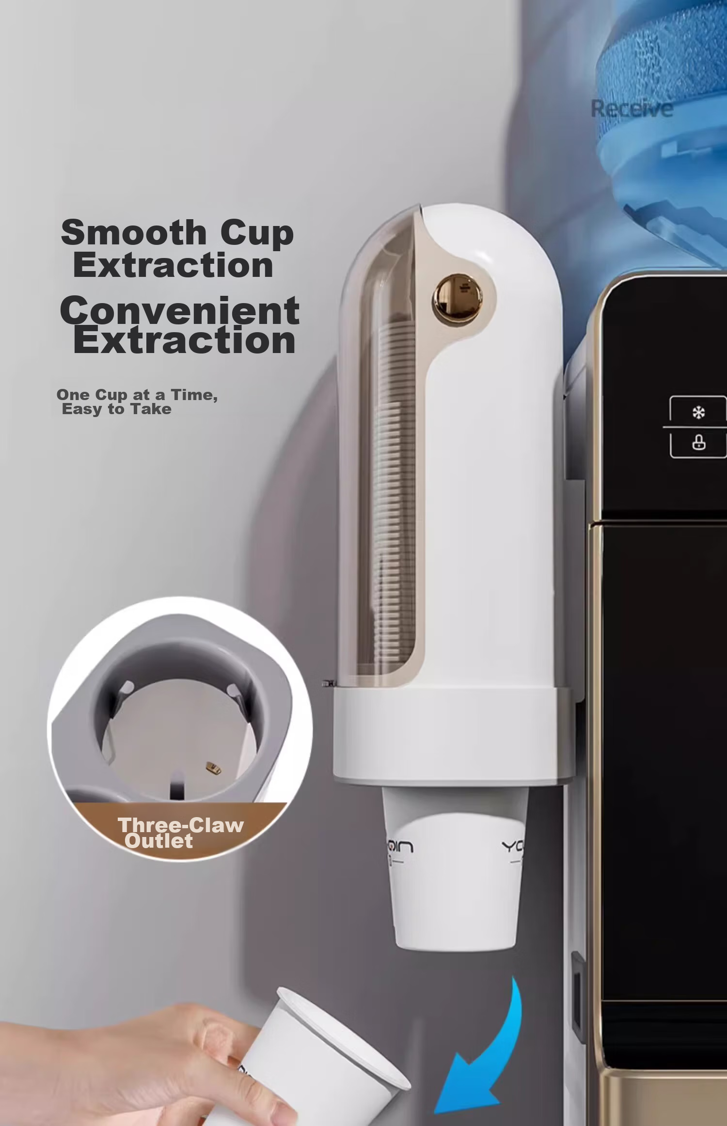 Jiadu Disposable Cup Dispenser, Wall-Mounted Water Dispenser Cup Storage Rack, Home Cup Holder, Paper Cup Rack 8