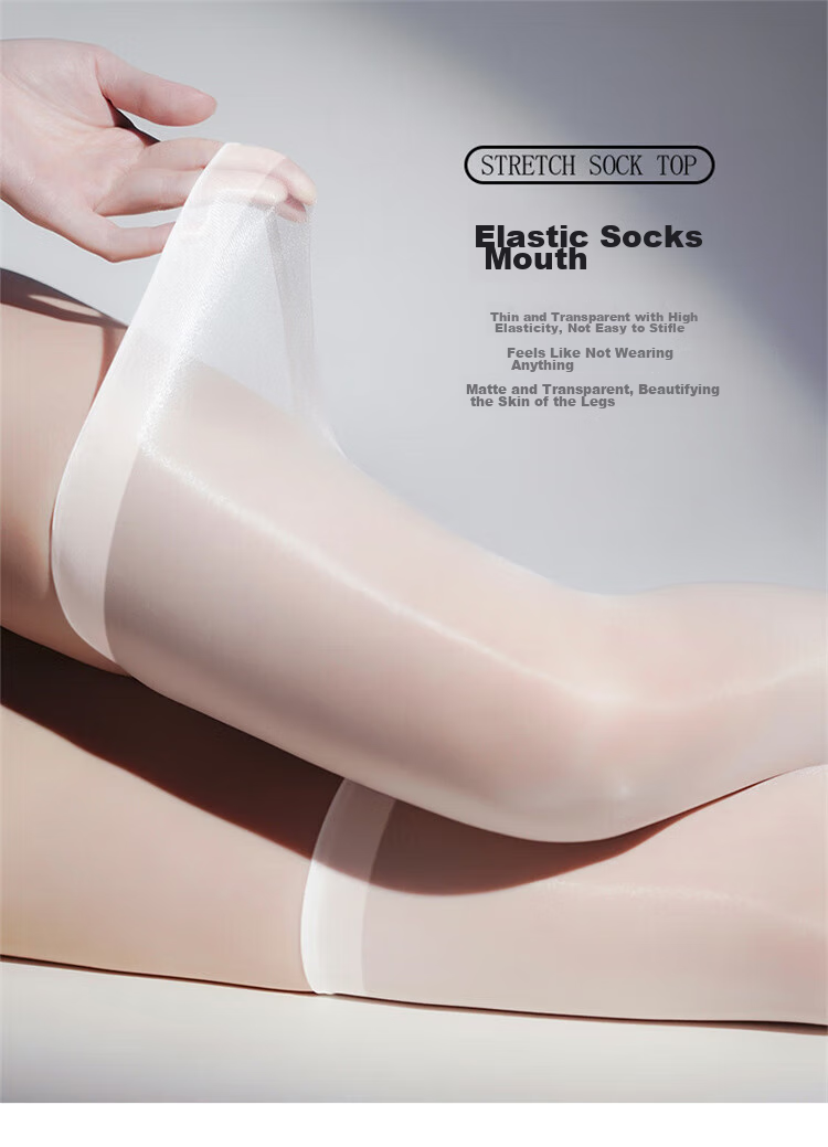 LangSha Horse Oil Silk Stockings, Mid-Calf Length, No Edge, 0D Ultra-Thin Black Silk Thigh-High Socks, Glossy Reflective Socks, Smooth And Shiny Long Tube Socks 8