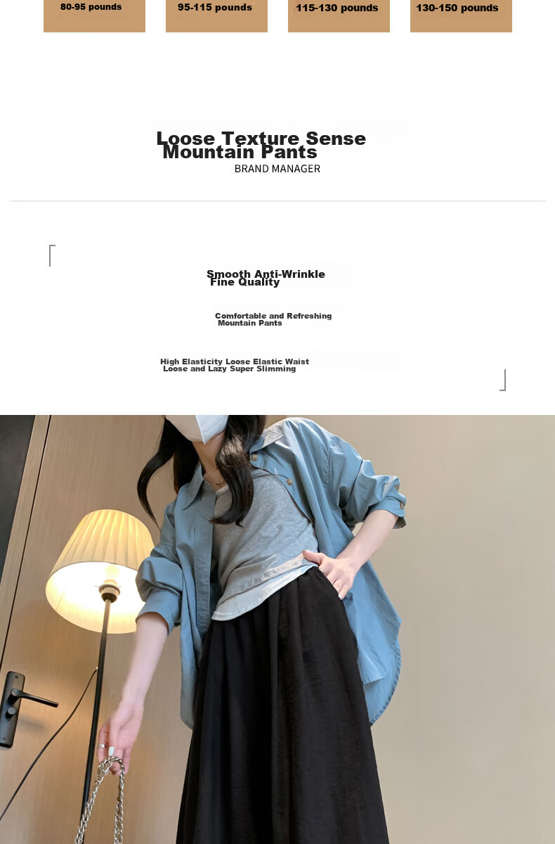 LangSha Lazy Style Yamamoto Pants for Women, Spring And Summer High-Waisted Draping Floor-Length Pants, Petite Wide-Leg Casual Trousers 4