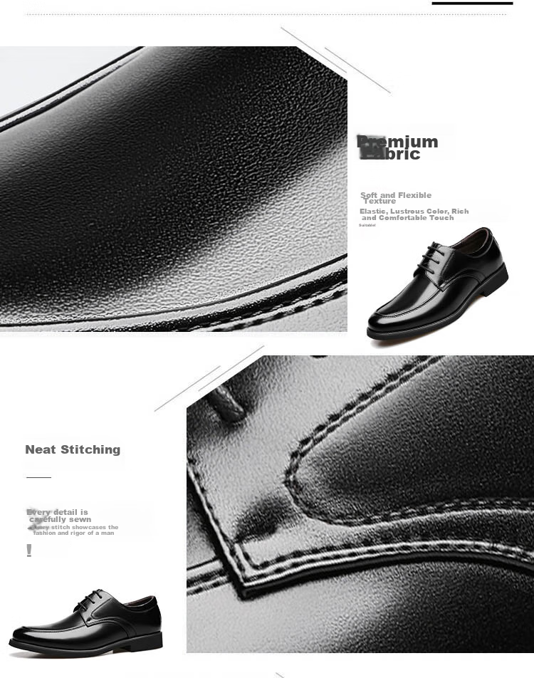 BEIOUTU Men's Leather Shoes, Business Casual Shoes, British Style Office Lace-Up Comfortable Men's Footwear, 9827 Black, Size 43 5