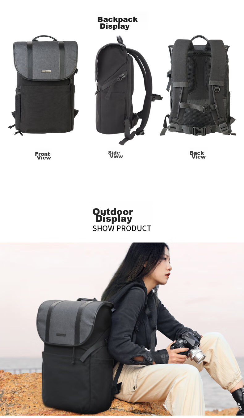 Benro New Lineage LN Photography Bag, Professional DSLR And Mirrorless Camera Backpack, Fashionable Casual Double-Layered Travel Laptop Digital Backpack with Rain Cover 17
