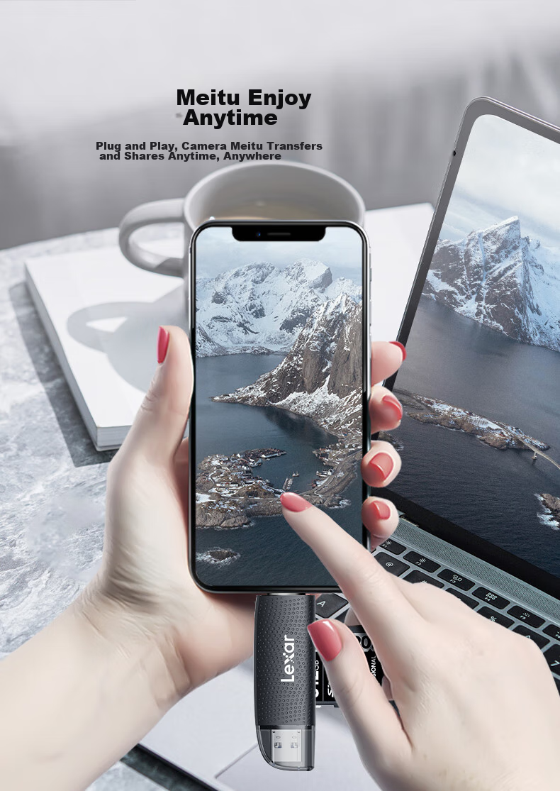 Lexar USB3.2 Card Reader TF/SD Dual-Port USB/Type C Dual-Port Memory Card Reader for DJI Drone And Action Camera, Compatible with Apple IPhone 17 And Computers 6