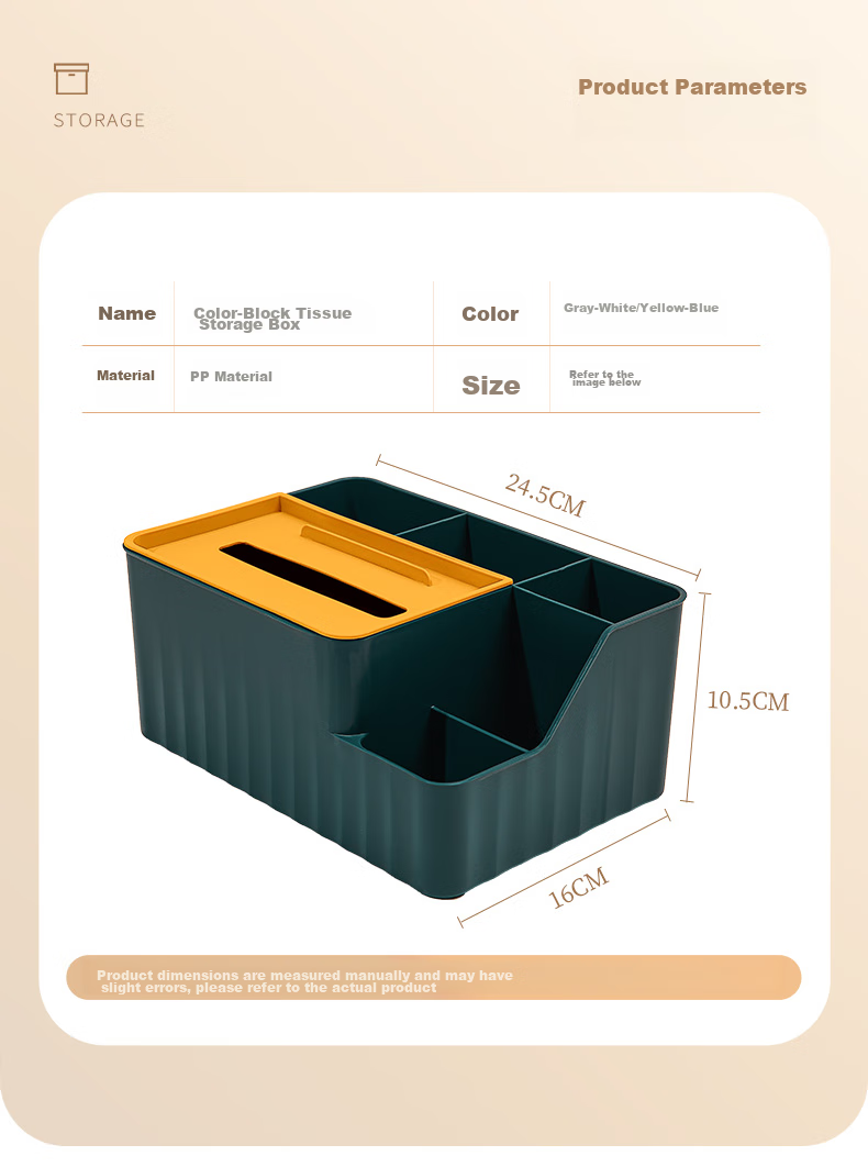 Jindeli Desktop Pen Holder Storage Box, Multifunctional Tissue Box, Stylish Luxury Drawer, Office Desk Stationery, Dormitory Office Supplies Organizer, Large Capacity Blue SN143 3