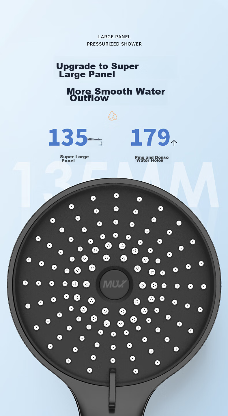 Muvi High-Pressure Shower Head Set, Complete Spray Kit, Bath Shower Head with Hose, High-Pressure Bathroom Handheld Shower Head 6