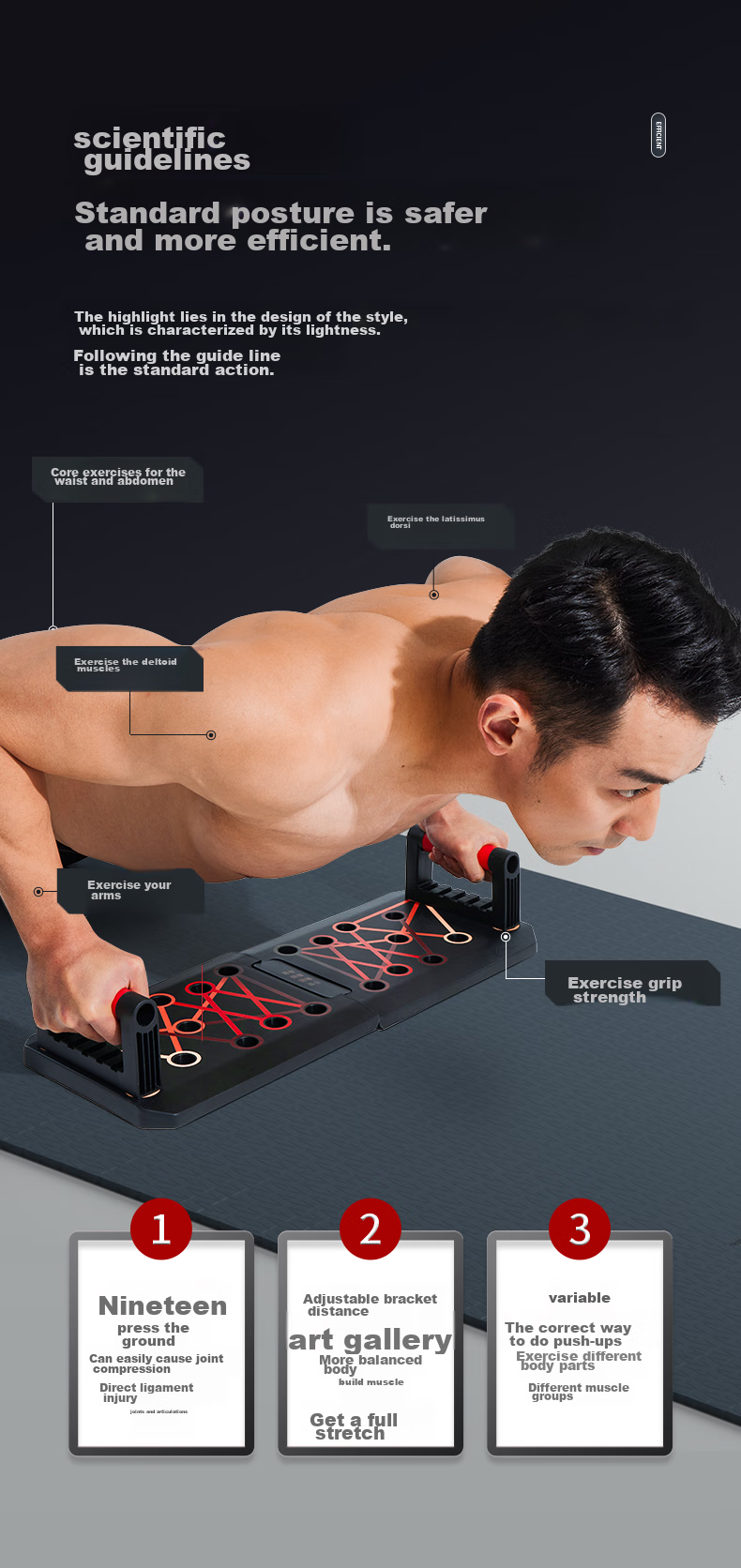 Li-Ning Push-Up Training Board, Portable Push-Up Stand for Home Fitness Equipment, Muscle Training Auxiliary Device 3