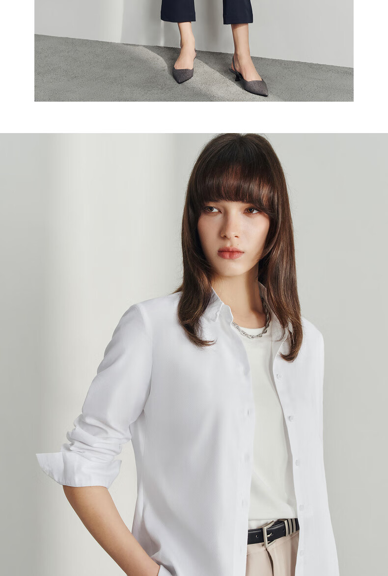 G2000 Mall-Matching Detachable Bow Tie Top Long-Sleeve Shirt 41223023G2, White, Size 34 9